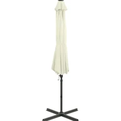 MAISON EXCLUSIVE - Parasol de jardin en porte-à-faux et mât et lumières led sable