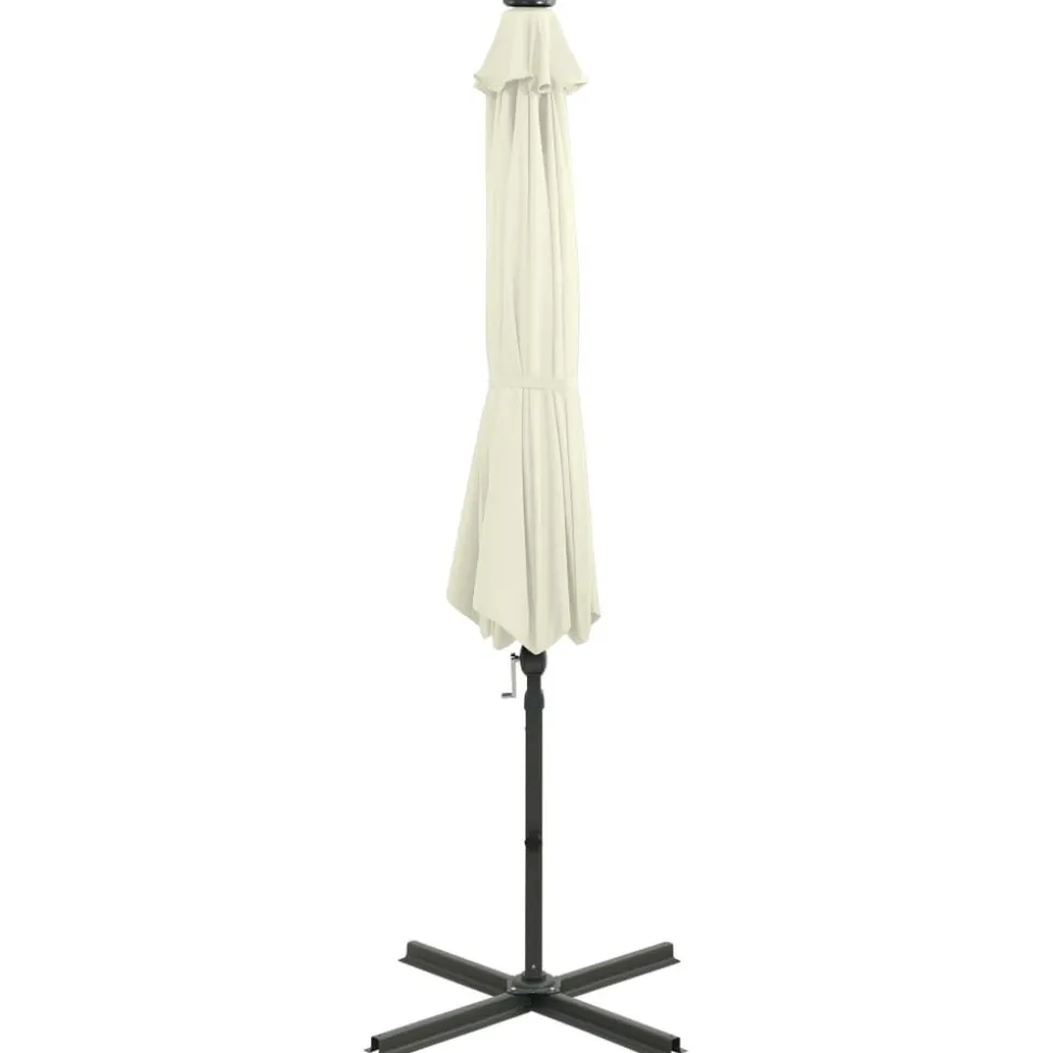 MAISON EXCLUSIVE - Parasol de jardin en porte-à-faux et mât et lumières led sable