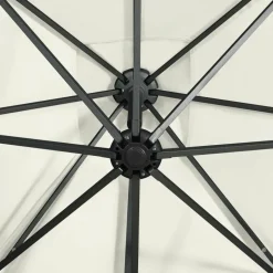 MAISON EXCLUSIVE - Parasol de jardin en porte-à-faux et mât et lumières led sable