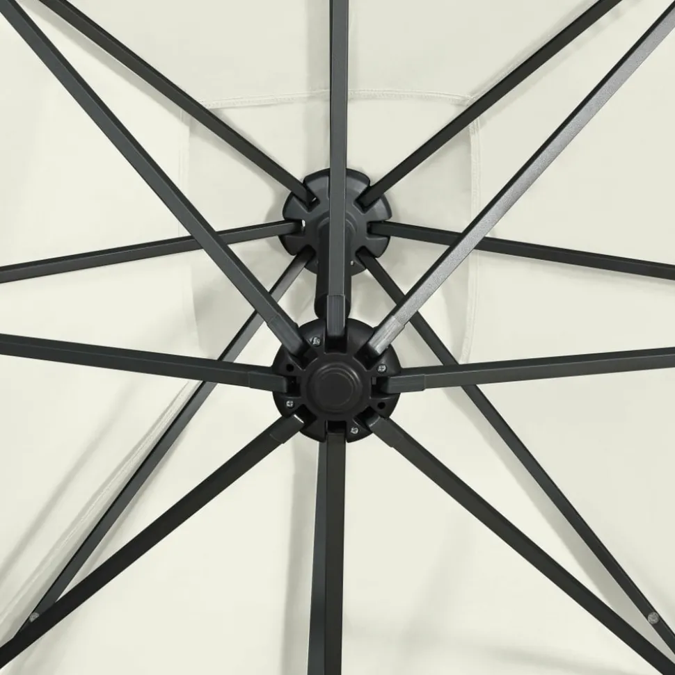 MAISON EXCLUSIVE - Parasol de jardin en porte-à-faux et mât et lumières led sable