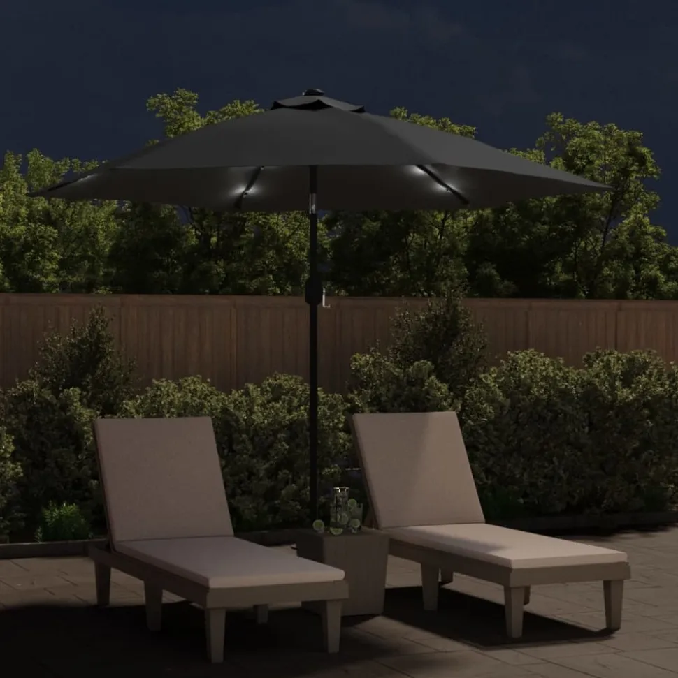 MAISON EXCLUSIVE - Parasol d'extérieur avec led et mât en acier 300 cm anthracite