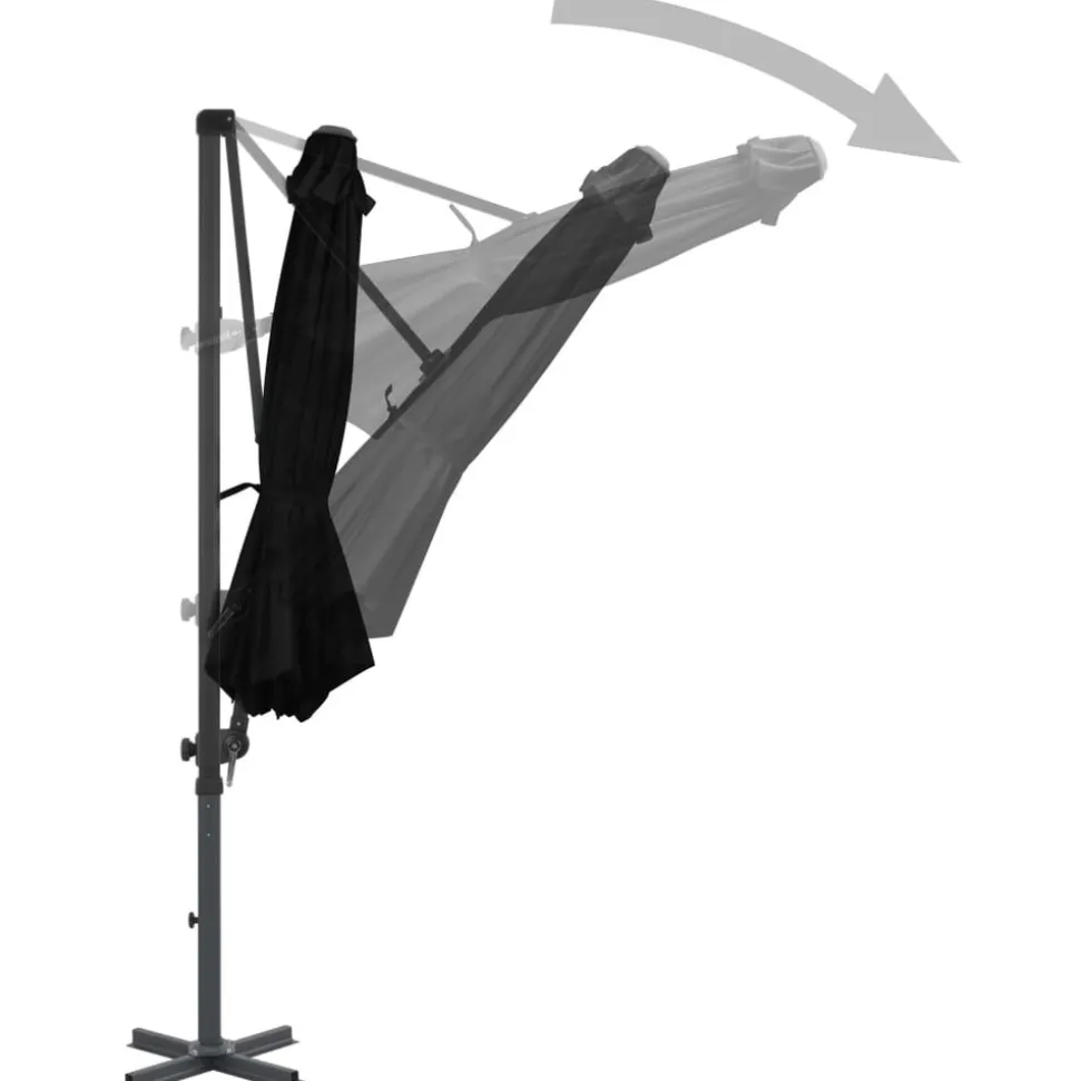 MAISON EXCLUSIVE - Parasol de jardin en porte-à-faux avec mât en aluminium noir