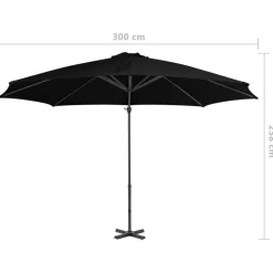 MAISON EXCLUSIVE - Parasol de jardin en porte-à-faux avec mât en aluminium noir