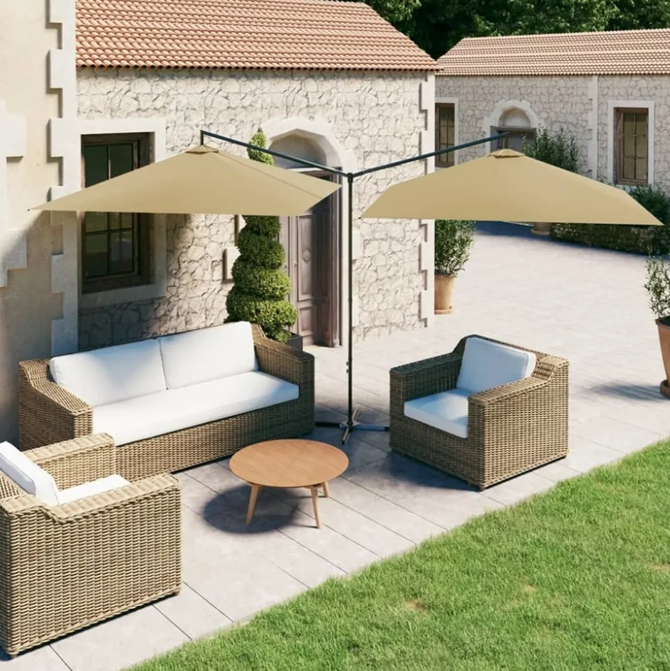 MAISON EXCLUSIVE - Parasol de jardin double avec mât en acier taupe 600x300 cm