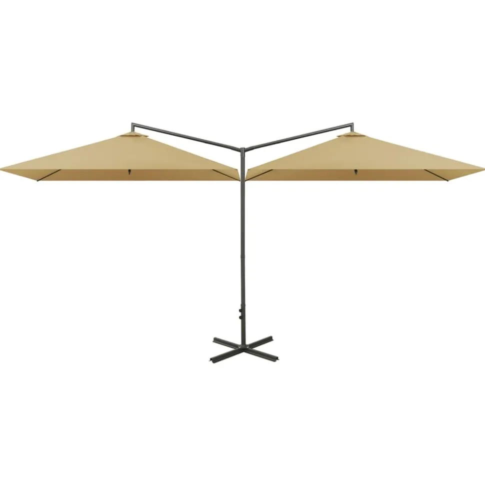 MAISON EXCLUSIVE - Parasol de jardin double avec mât en acier taupe 600x300 cm