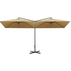 MAISON EXCLUSIVE - Parasol de jardin double avec mât en acier taupe 600x300 cm