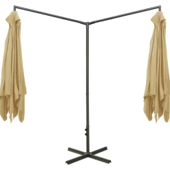 MAISON EXCLUSIVE - Parasol de jardin double avec mât en acier taupe 600x300 cm