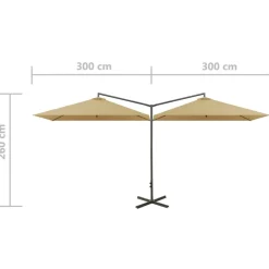 MAISON EXCLUSIVE - Parasol de jardin double avec mât en acier taupe 600x300 cm