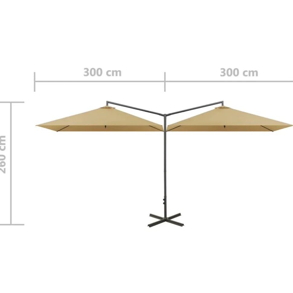 MAISON EXCLUSIVE - Parasol de jardin double avec mât en acier taupe 600x300 cm