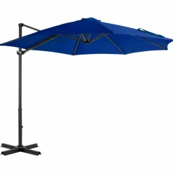MAISON EXCLUSIVE - Parasol de jardin en porte-à-faux mât en aluminium bleu azuré