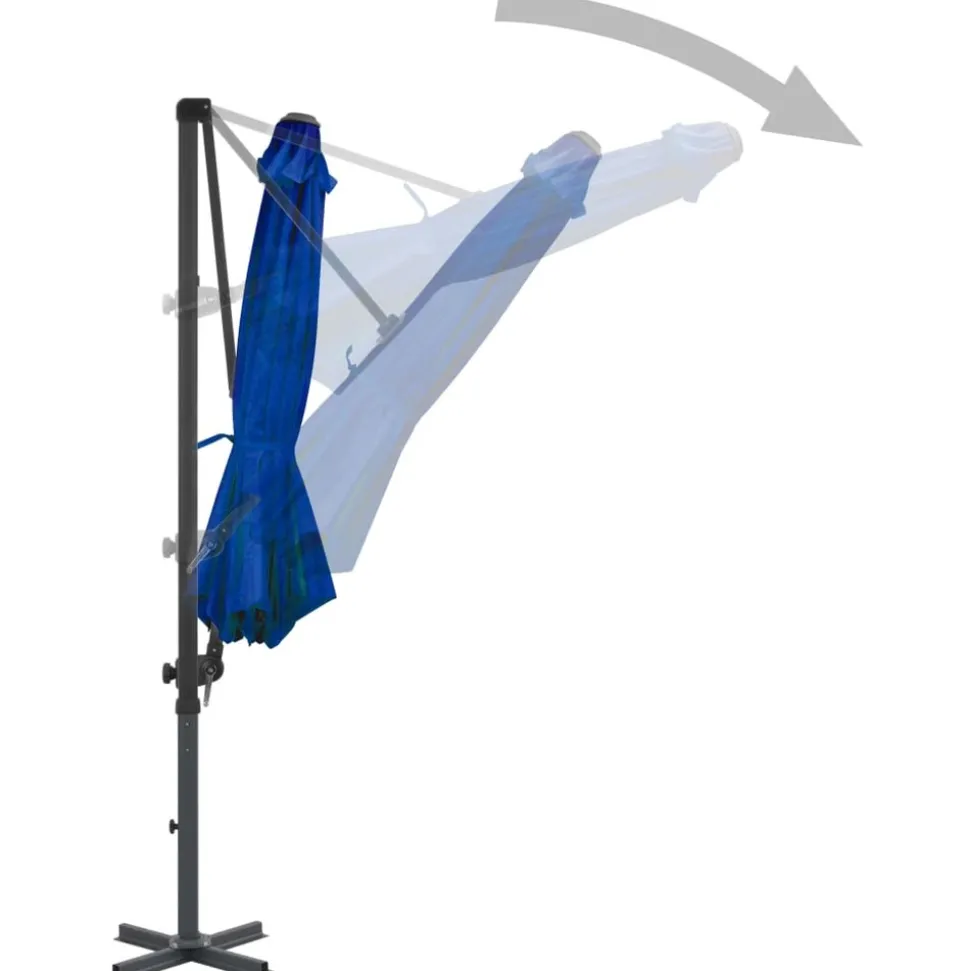 MAISON EXCLUSIVE - Parasol de jardin en porte-à-faux mât en aluminium bleu azuré