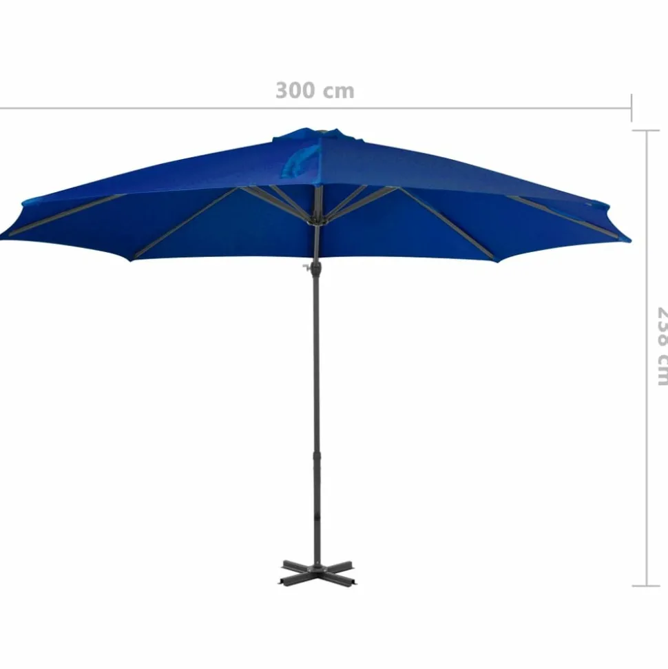 MAISON EXCLUSIVE - Parasol de jardin en porte-à-faux mât en aluminium bleu azuré