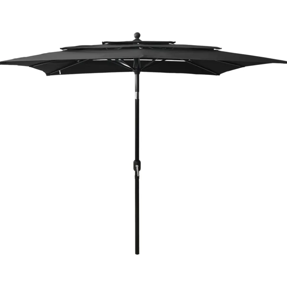 MAISON EXCLUSIVE - Parasol de jardin à 3 niveaux avec mât en aluminium noir