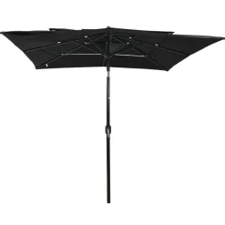 MAISON EXCLUSIVE - Parasol de jardin à 3 niveaux avec mât en aluminium noir