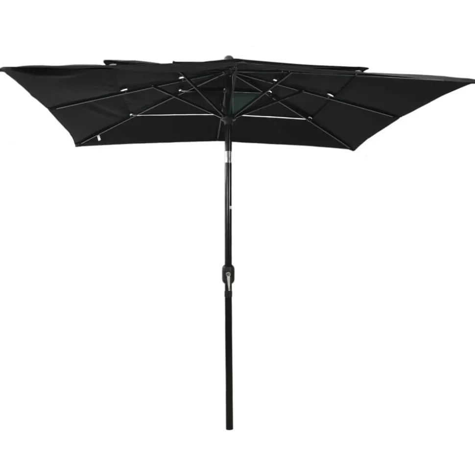 MAISON EXCLUSIVE - Parasol de jardin à 3 niveaux avec mât en aluminium noir