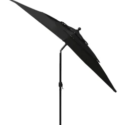 MAISON EXCLUSIVE - Parasol de jardin à 3 niveaux avec mât en aluminium noir