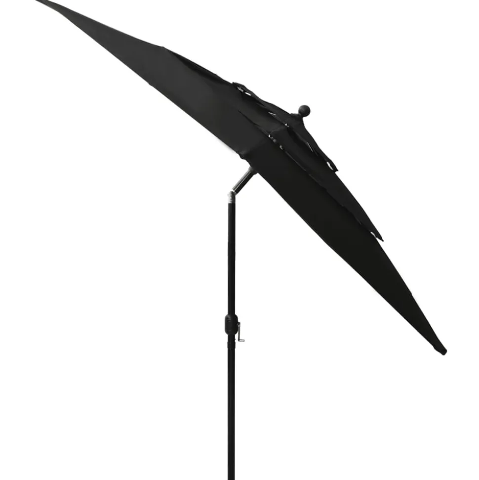 MAISON EXCLUSIVE - Parasol de jardin à 3 niveaux avec mât en aluminium noir