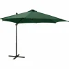 MAISON EXCLUSIVE - Parasol de jardin en porte-à-faux et mât et lumières led vert