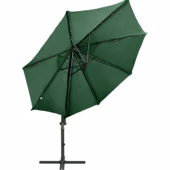 MAISON EXCLUSIVE - Parasol de jardin en porte-à-faux et mât et lumières led vert