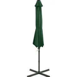 MAISON EXCLUSIVE - Parasol de jardin en porte-à-faux et mât et lumières led vert