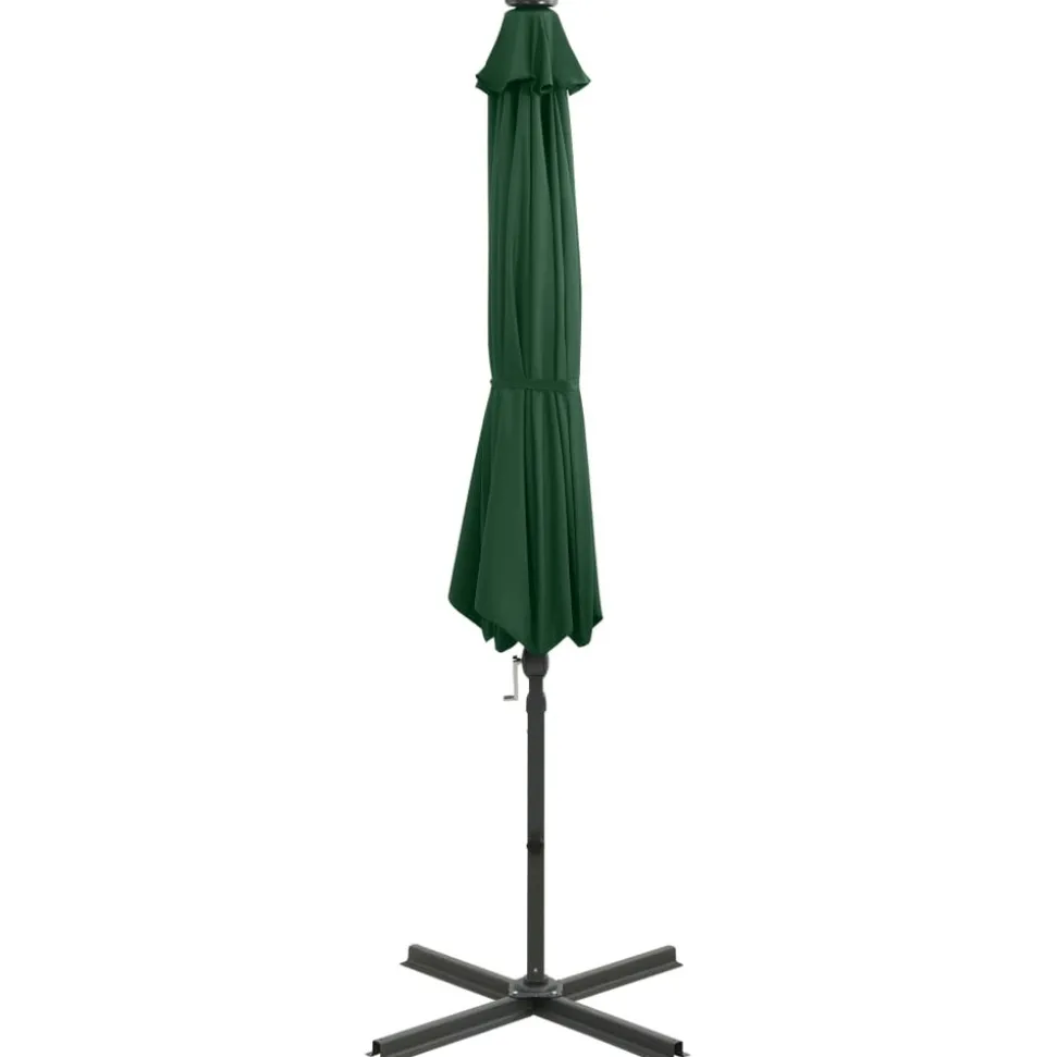 MAISON EXCLUSIVE - Parasol de jardin en porte-à-faux et mât et lumières led vert