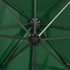 MAISON EXCLUSIVE - Parasol de jardin en porte-à-faux et mât et lumières led vert