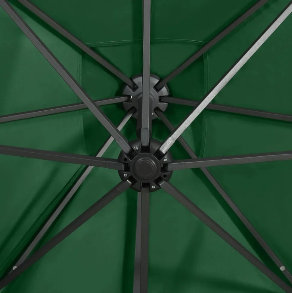 MAISON EXCLUSIVE - Parasol de jardin en porte-à-faux et mât et lumières led vert
