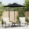 MAISON EXCLUSIVE - Parasol de jardin avec led mât en acier noir 225x225x212 cm