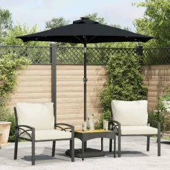 MAISON EXCLUSIVE - Parasol de jardin avec led mât en acier noir 225x225x212 cm