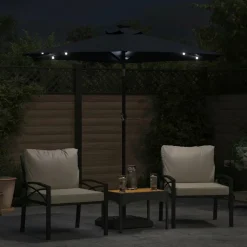 MAISON EXCLUSIVE - Parasol de jardin avec led mât en acier noir 225x225x212 cm