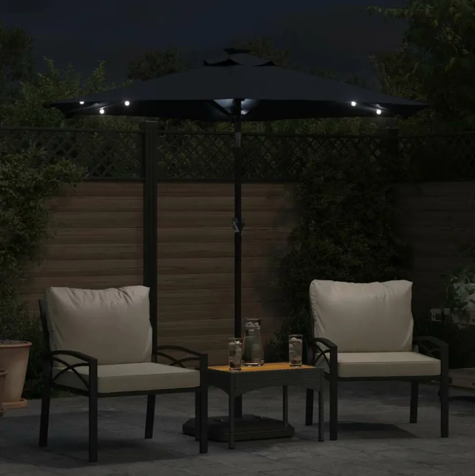 MAISON EXCLUSIVE - Parasol de jardin avec led mât en acier noir 225x225x212 cm