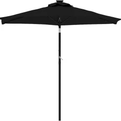 MAISON EXCLUSIVE - Parasol de jardin avec led mât en acier noir 225x225x212 cm