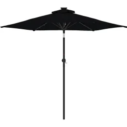 MAISON EXCLUSIVE - Parasol de jardin avec led mât en acier noir 225x225x212 cm