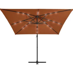 MAISON EXCLUSIVE - Parasol de jardin en porte-à-faux avec lumières led terre cuite