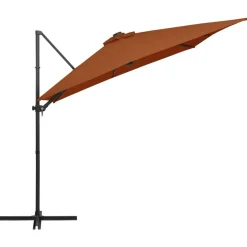 MAISON EXCLUSIVE - Parasol de jardin en porte-à-faux avec lumières led terre cuite