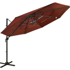 MAISON EXCLUSIVE - Parasol de jardin à 4 niveaux avec mât en aluminium terre cuite