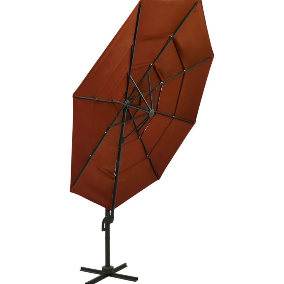 MAISON EXCLUSIVE - Parasol de jardin à 4 niveaux avec mât en aluminium terre cuite