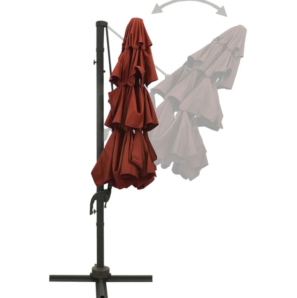 MAISON EXCLUSIVE - Parasol de jardin à 4 niveaux avec mât en aluminium terre cuite