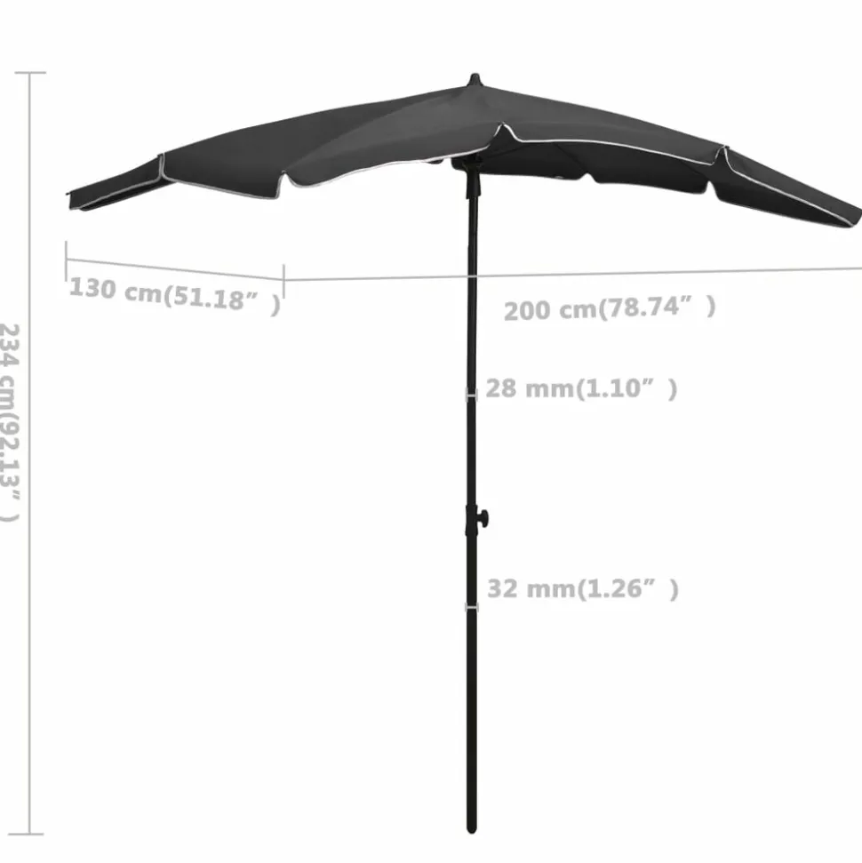 MAISON EXCLUSIVE - Parasol de jardin avec mât 200x130 cm anthracite