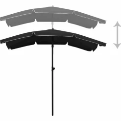MAISON EXCLUSIVE - Parasol de jardin avec mât 200x130 cm noir