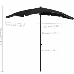 MAISON EXCLUSIVE - Parasol de jardin avec mât 200x130 cm noir