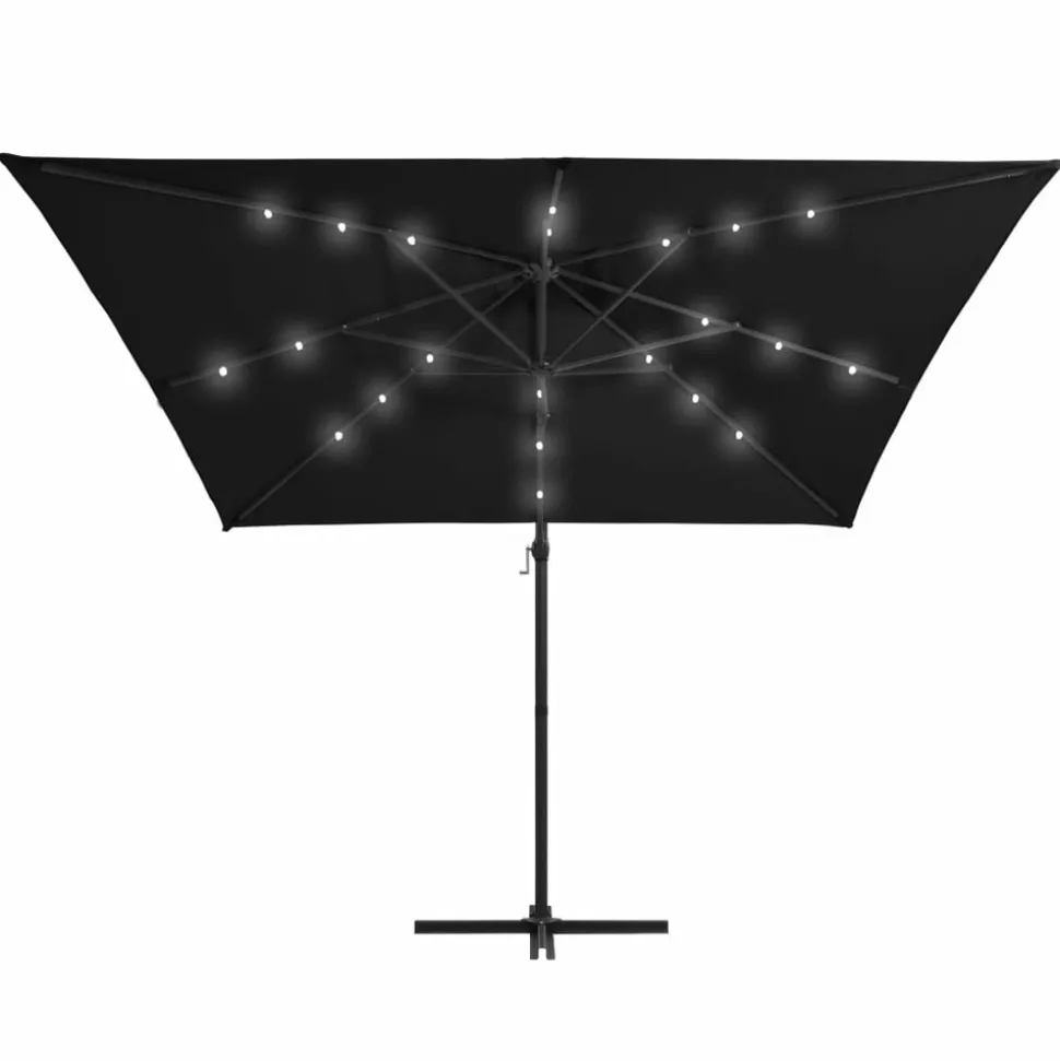 MAISON EXCLUSIVE - Parasol de jardin en porte-à-faux lumières led et mât en acier