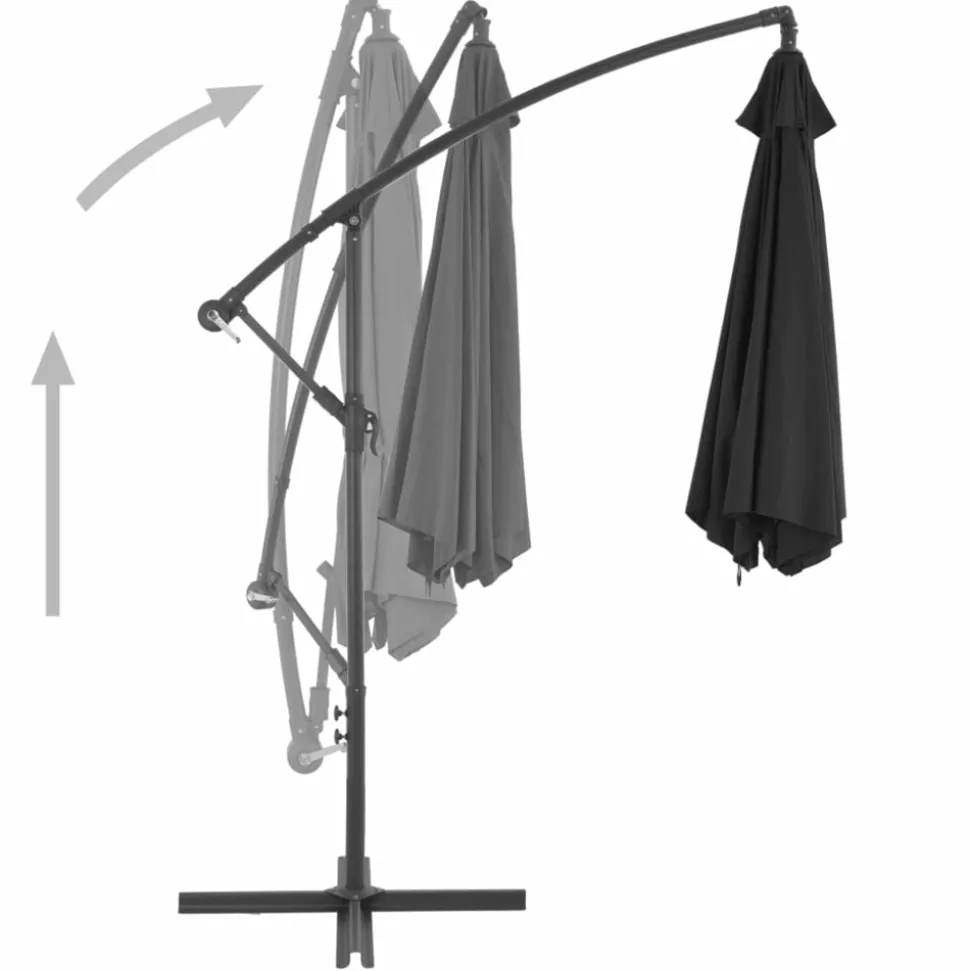 MAISON EXCLUSIVE - Parasol de jardin en porte-à-faux avec mât en aluminium noir