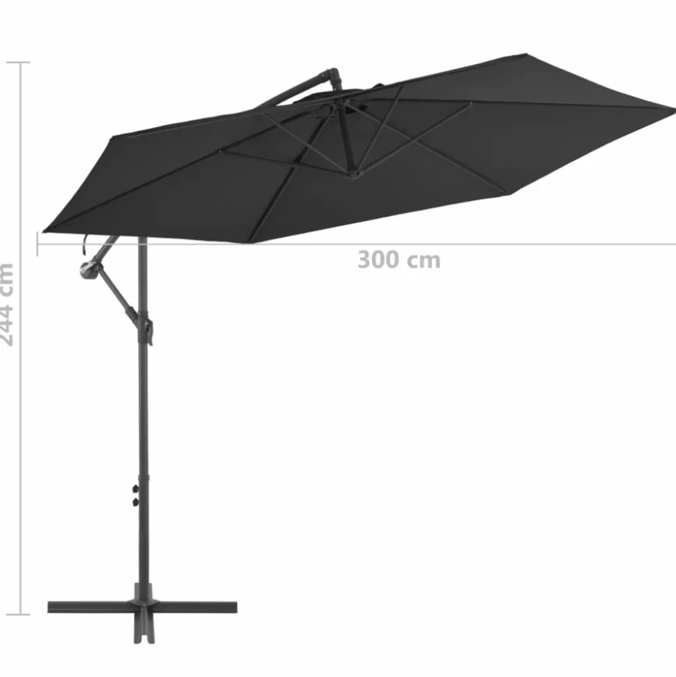 MAISON EXCLUSIVE - Parasol de jardin en porte-à-faux avec mât en aluminium noir