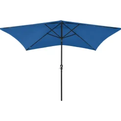 MAISON EXCLUSIVE - Parasol de jardin avec led et mât en acier bleu azuré 2x3 m