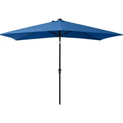 MAISON EXCLUSIVE - Parasol de jardin avec led et mât en acier bleu azuré 2x3 m