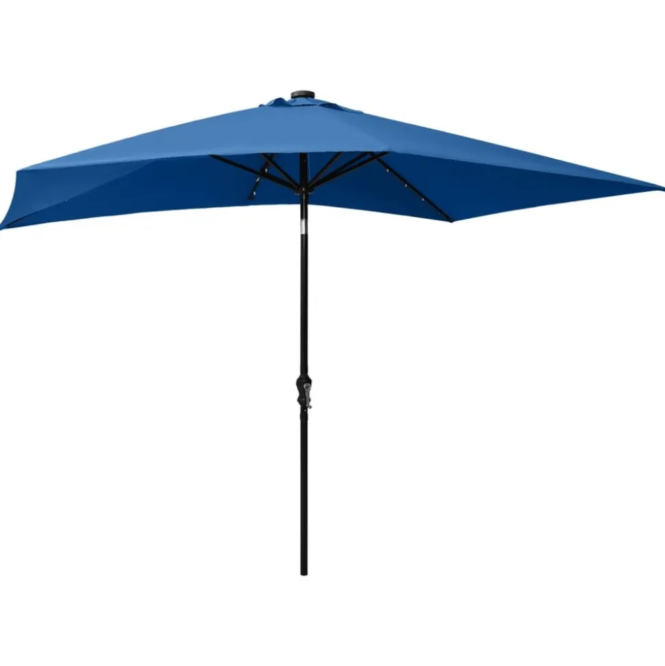MAISON EXCLUSIVE - Parasol de jardin avec led et mât en acier bleu azuré 2x3 m