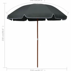 MAISON EXCLUSIVE - Parasol de jardin avec mât en acier 240 cm anthracite