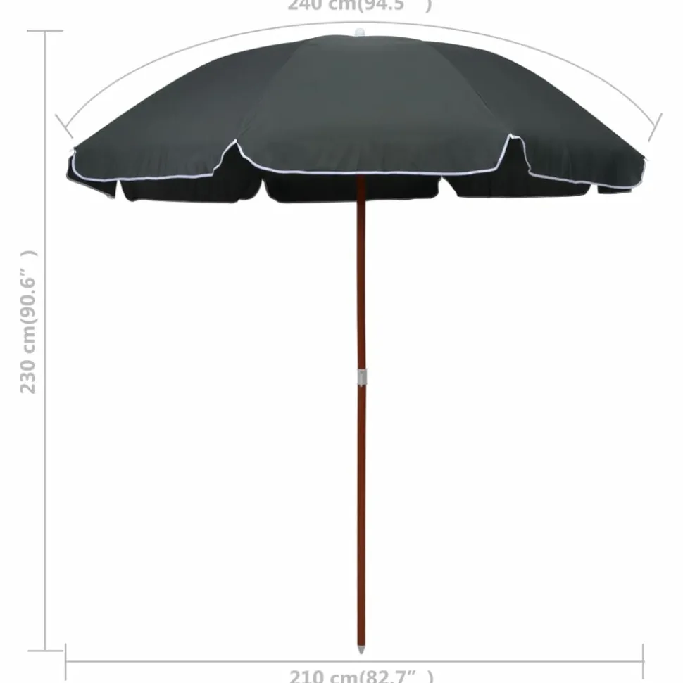 MAISON EXCLUSIVE - Parasol de jardin avec mât en acier 240 cm anthracite