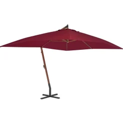 MAISON EXCLUSIVE - Parasol de jardin en porte-à-faux et mât en bois rouge bordeaux